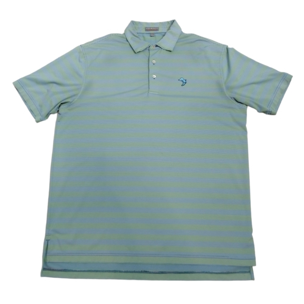 Peter Millar Summer Comfort Men's Striped Active Athletic Golf Polo Shirt Size L